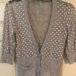 Cute polka dot with lace jersey cardigan